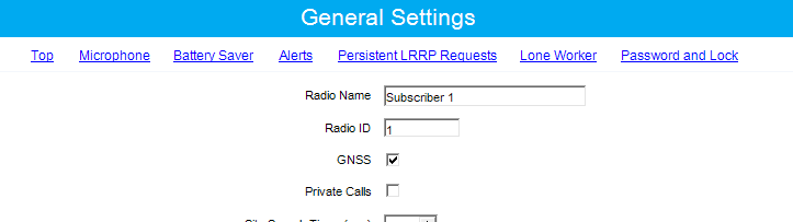 Subscriber radio general settings
