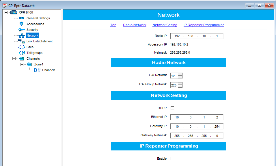 Capacity plus network settings