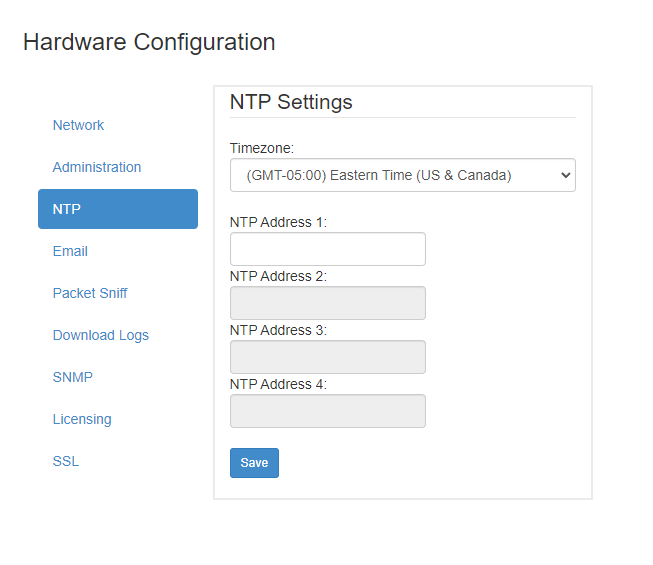 NTP server configuration