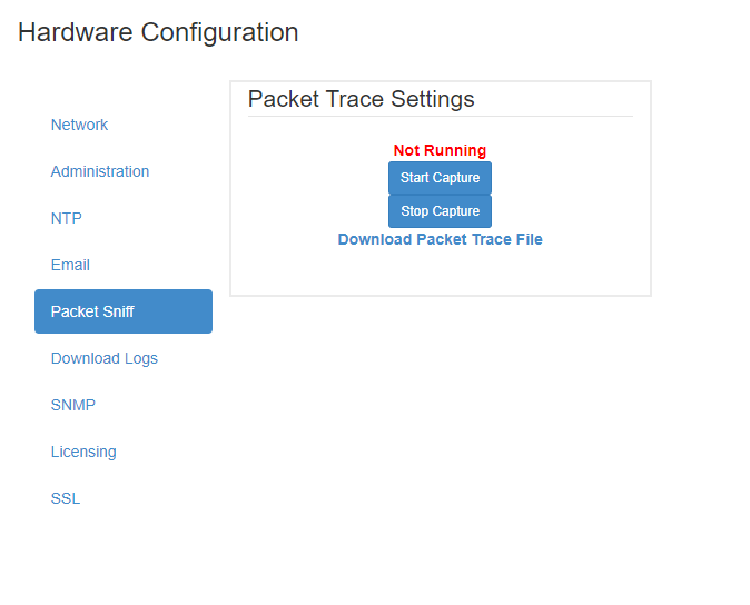 Packet trace settings