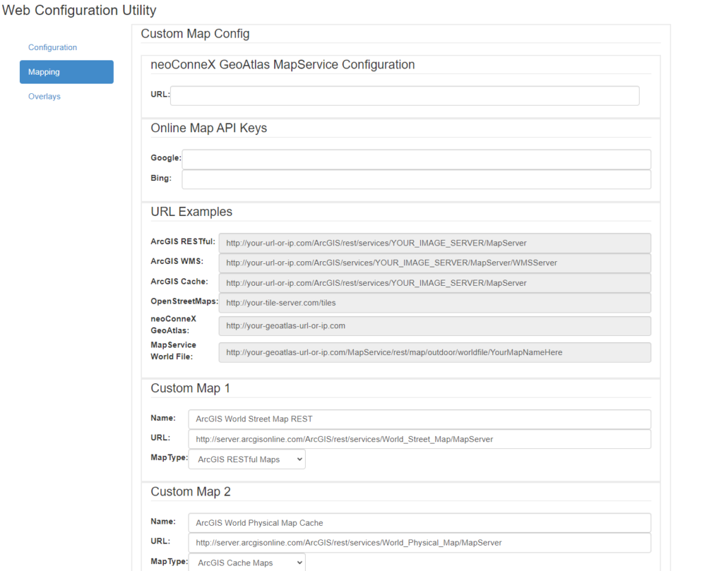 Websuite configuration mapping overview